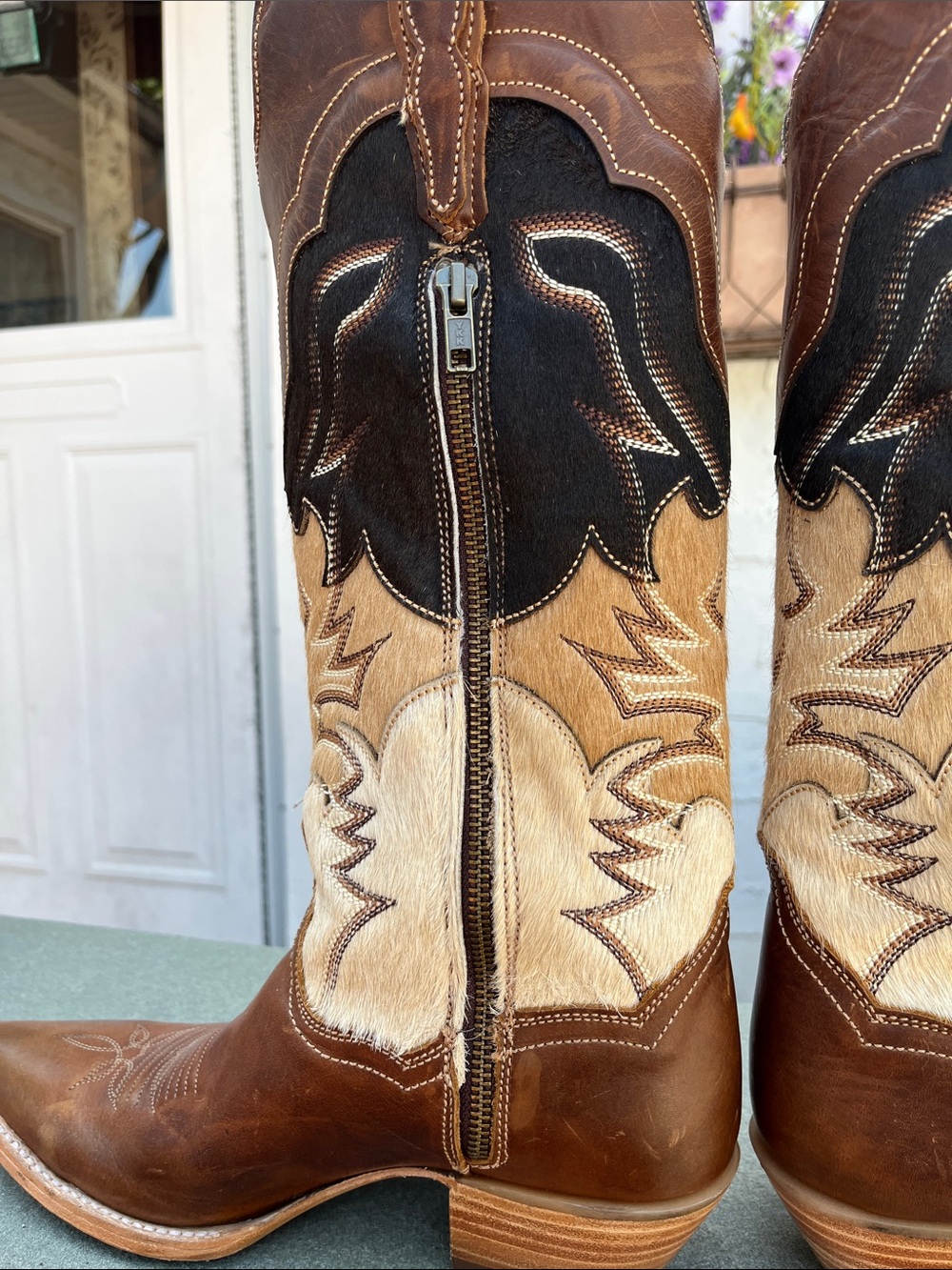 Dan Post “Dayla” Brown Black Tan Leather Fringe Western Heeled Boots Sz9 - Picture 4 of 13